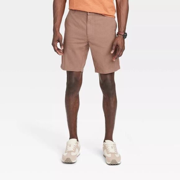 Men's 9" Slim Fit Flat Front Chino Shorts - Goodfellow & Co™, Brown, New- 34 - Picture 3 of 3